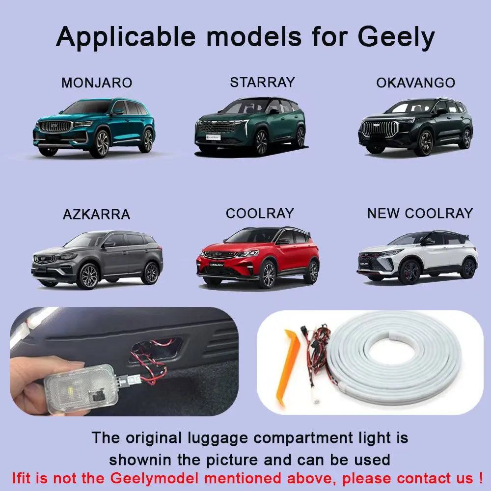 Rear Trunk LED Light Bar Strips Trunk Interior Decorative Lamp Strip Fit for Geely Coolra Monjaro Manjaro Starray Atlas Boyue L