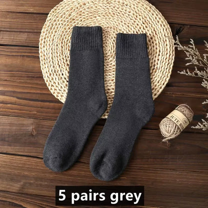 5 Pairs Premium Thickened Business Seasonal Versatile Stylish Mid-calf Socks for Men Anti-odor Mid-calf Athletic Socks