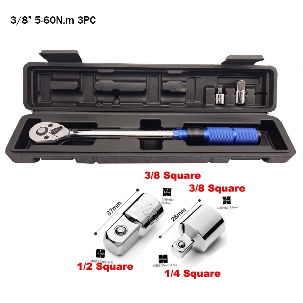 3/8" 5-60N.m Square Drive ±3% High Precision Torque Wrench 1pc 3pcs 7pcs 8pcs Set Bicycle Motorcycle Automotive IDY Hand Tools
