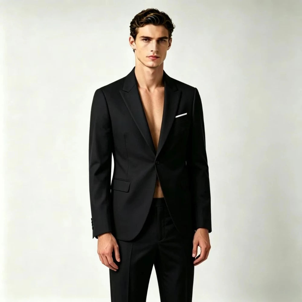 Men's Suit Lightweight Wedding Eegant 2 Piece Set Solid Color Formal Business Blazer Pants Classic Tuxedo for Party Groomsmen