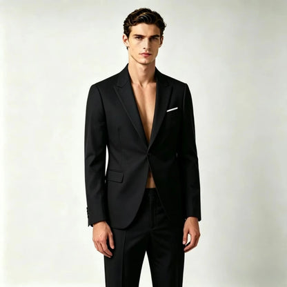Men's Suit Lightweight Wedding Eegant 2 Piece Set Solid Color Formal Business Blazer Pants Classic Tuxedo for Party Groomsmen