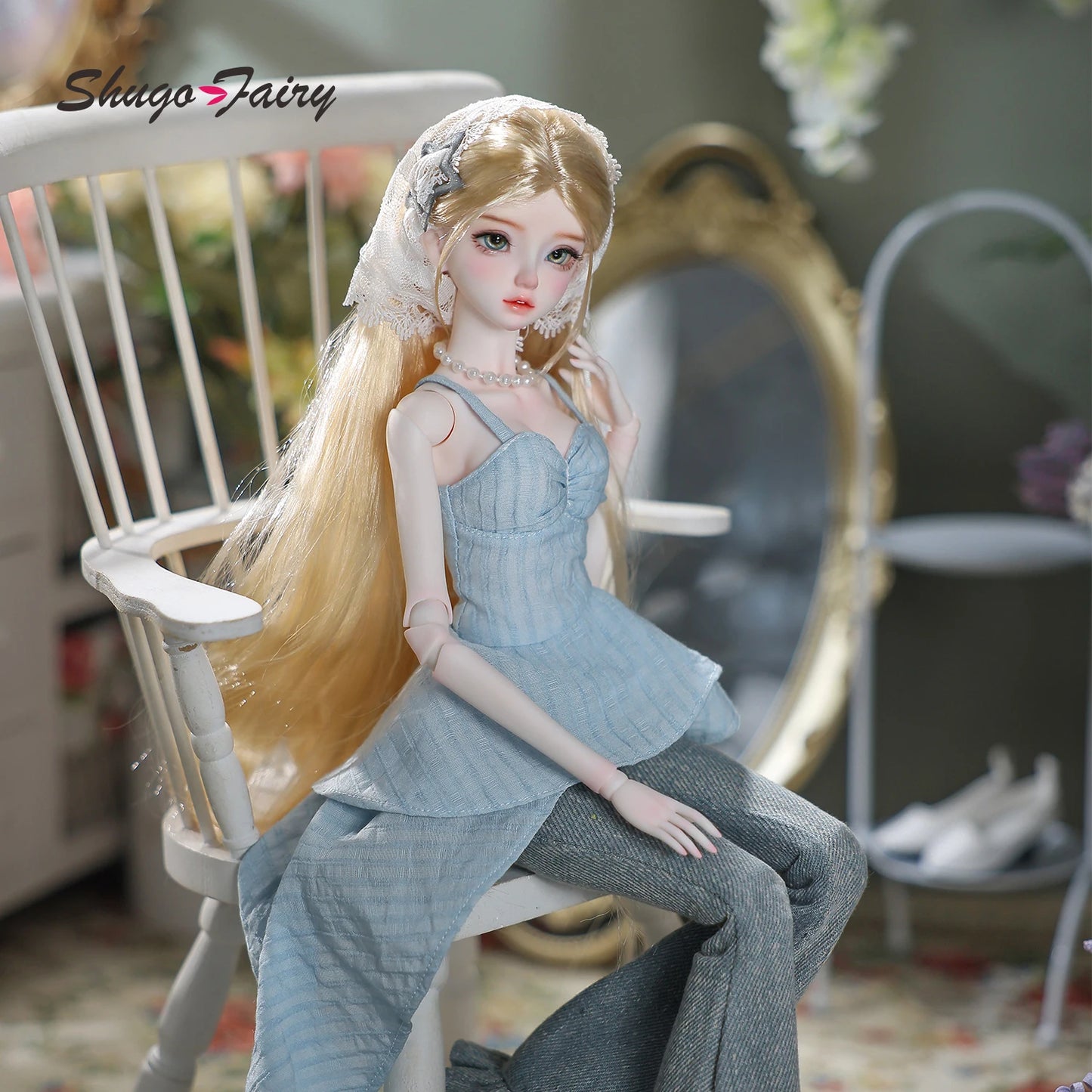 Sano C Bjd Doll 1/4 Bariy French Vintage Maiden Anime  Flared Jeans Original Joint Toys Fullset ShugaFairy