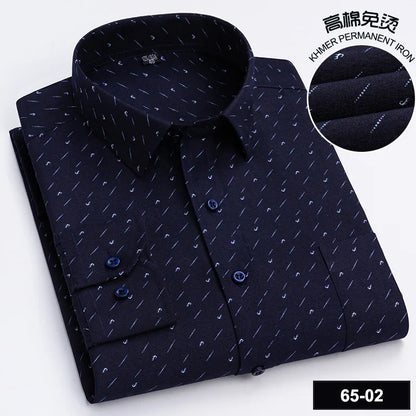 Men's High-quality Fashion Casual Print Plaid Stripe Long Sleeve Shirts Single Pocket Comfort Fit Business Formal Office Blouses