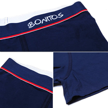 6 Pieces Solid Color Men's Panties BONITOS Letter Waistband Boxer Briefs Cotton Underwear Mens Boxers Classic Men Underpants