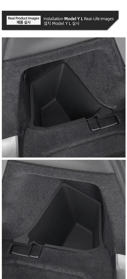 Trunk Side Storage Box Space Optimization Corrosion Resistant TPE Organizer Bins with Lids 1 Pair 2026 Tesla Model Y L LWB Trunk