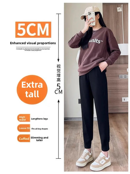 Women's Fleece Lined Harlan Pants Casual Loose Trousers Autumn Winter High Waist Long Pants Commute Style Korean Fashion