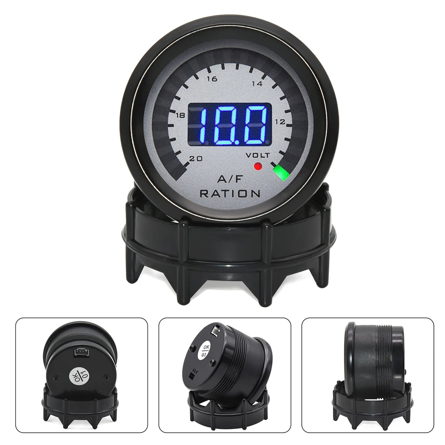 2'' 52mm Air Fuel Ratio Gauge 2 In 1 Voltmeter AFR Car Gauge Can Be Paired With Narrowband O2 Oxygen Sensor Fit for 12V Vehicle