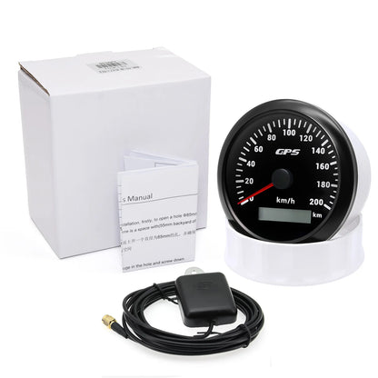 7 Color LED  30/60/80/120/200KMH 85MM GPS Speedometer Gauge with GPS Antenna For Motorcycle Boat Car Truck Speed Gauge 9-32V