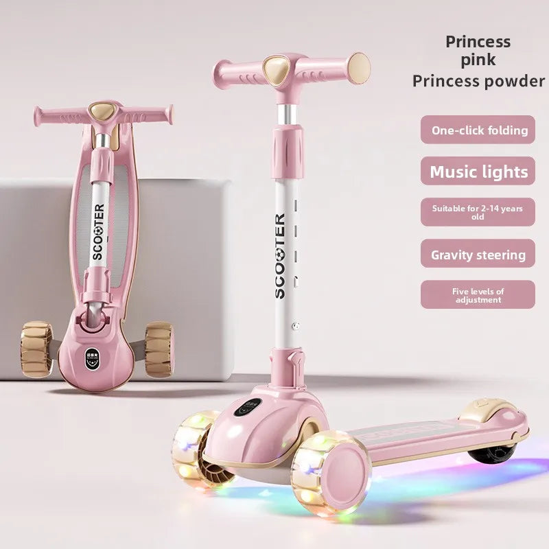 3 Wheel Kids Scooter Foldable Toddler Ride On Toy Flashing Wheels Scooter Suitable for helping children develop their balance