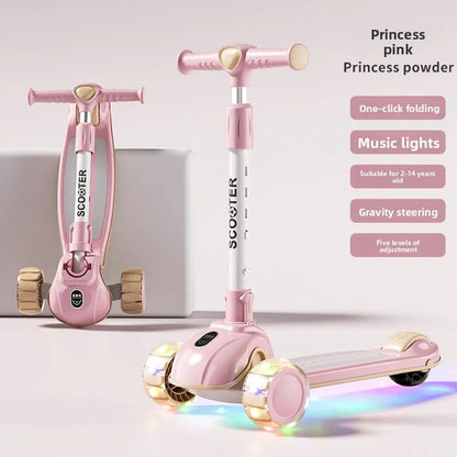 3 Wheel Kids Scooter Foldable Toddler Ride On Toy Flashing Wheels Scooter Suitable for helping children develop their balance
