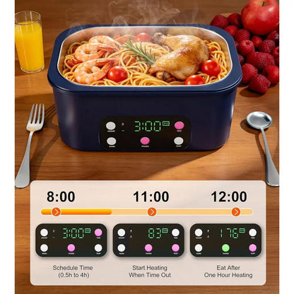 Portable 1.6L Electric Lunch Box with 15600mAh Battery, Timer-Preset Heating for Car, Outdoor, and Picnic Use