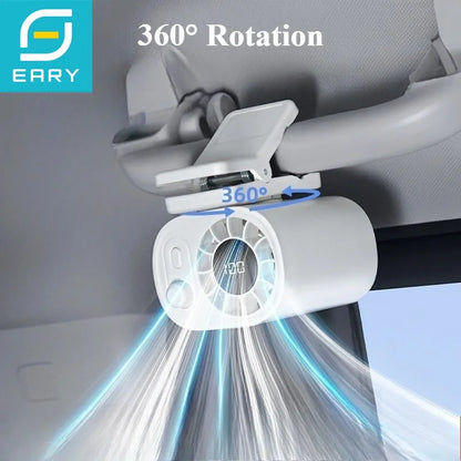 Eary Portable Car Clip On Fan With 1800mAh 360 Rotate 100 Speeds Wind Adjustable USB Rechargeable Summer Cooler Fan Car Electric