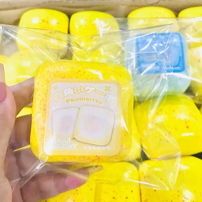 Squishy Simulated Square Bread Squeeze Toy Stress Relief Slow Rising Sensory Fidget for Anxiety ADHD Autism Gift for Kids Adults