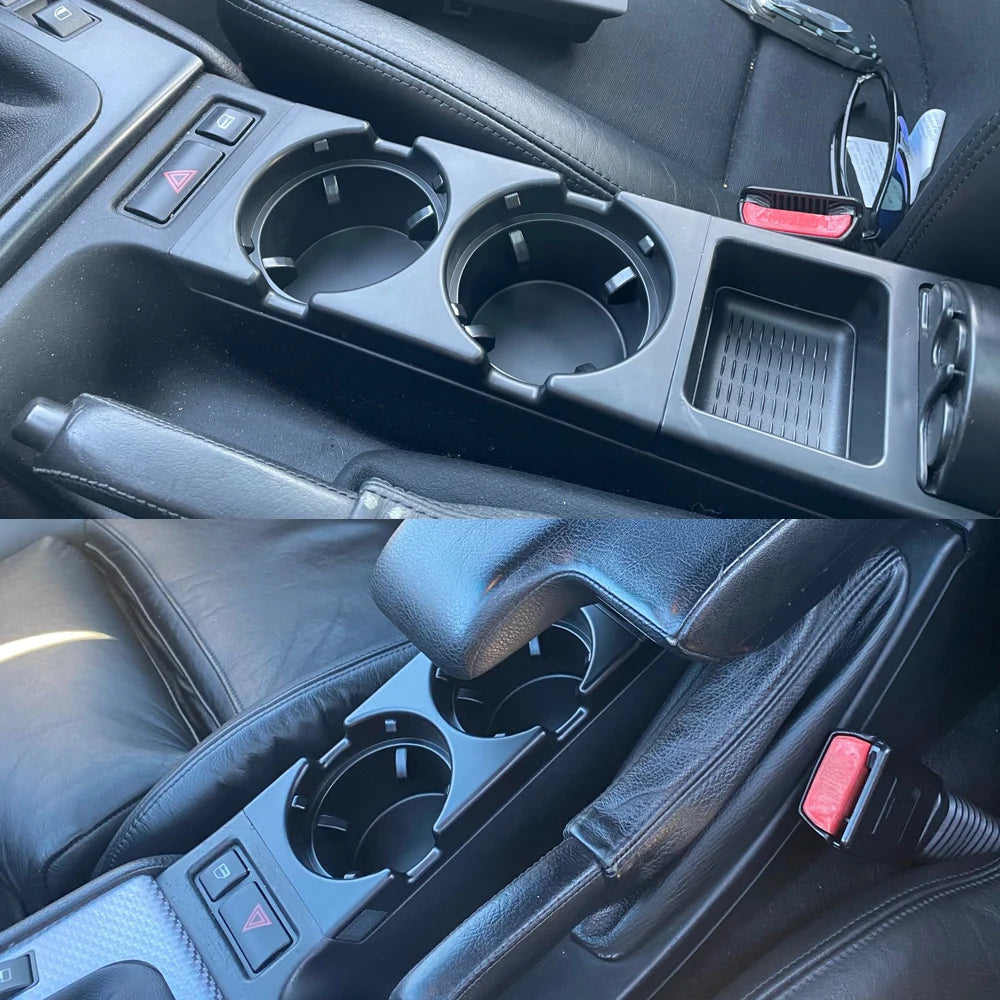 New Double Hole Car Styling Front Center Console Storage Box Coin + Cup Holder For BMW E46 Series 1999-2006 51168217953