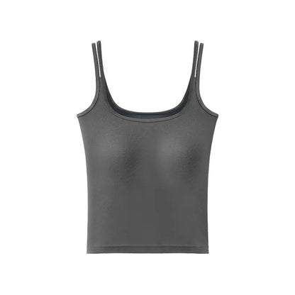 Premium New Women's Camisole with Built in Bra Summer Back Beauty Tank Top for Outer & Layering Wear