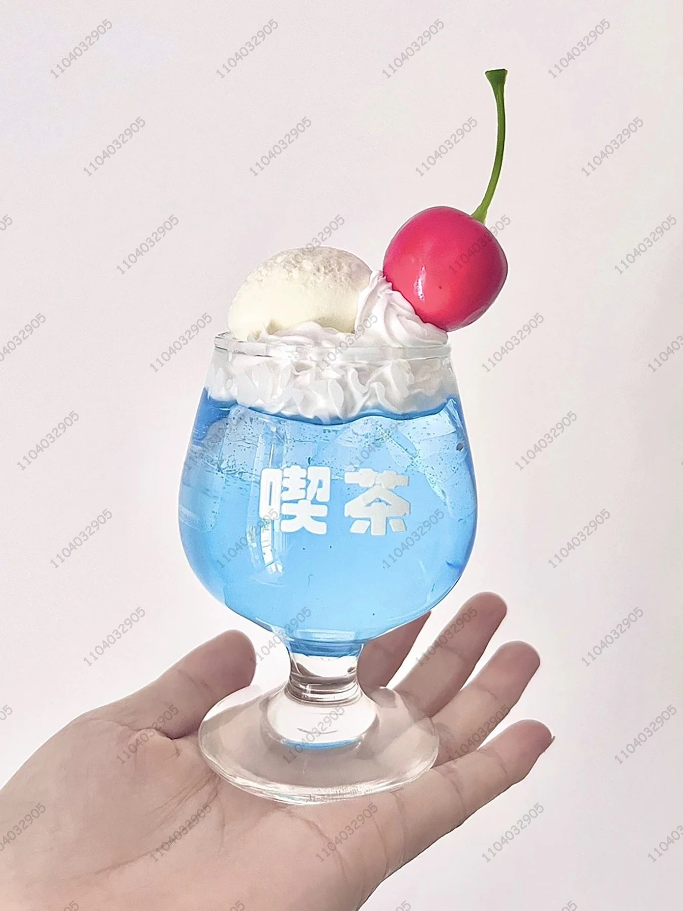 Blue Soda Drink Cup Craft Soda Ice Cream Topping Glass Cup Creative Gift Handicraft Desk Ornaments Girls Room Decoration Gift