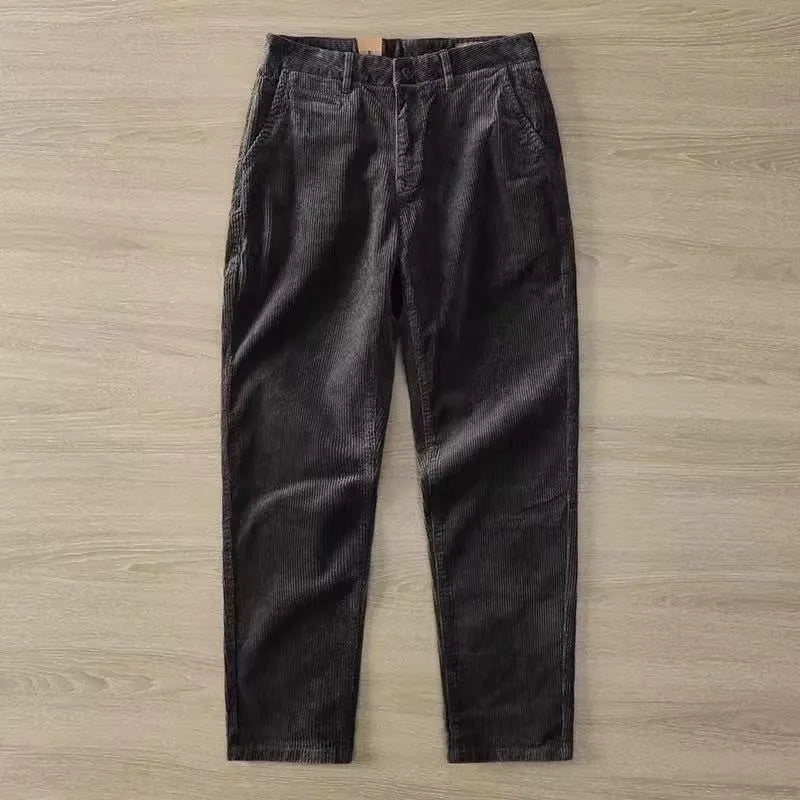Men's Corduroy Straight Leg Pants Autumn Winter Wear Resistant Dirtproof Outdoor Work Casual Sports Warm Trousers