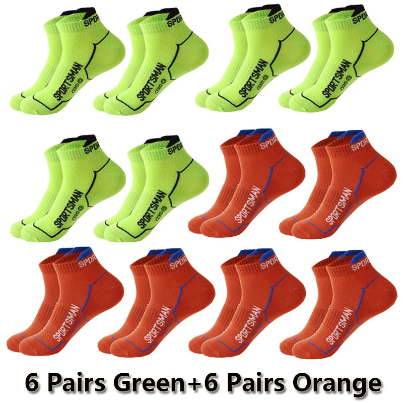 12 Pairs Summer Socks Men's Ankle Running Sports Socks Mesh Breathable Sweat Absorbent and Odor Fitness Low Cut Short Socks Thin