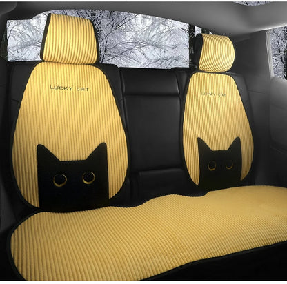 Lucky Kitten car seat covers, Corduroy Seat Cushion with Storage Bag Suitable for More Than 95% Car Models Trucks, Sedans SUVs