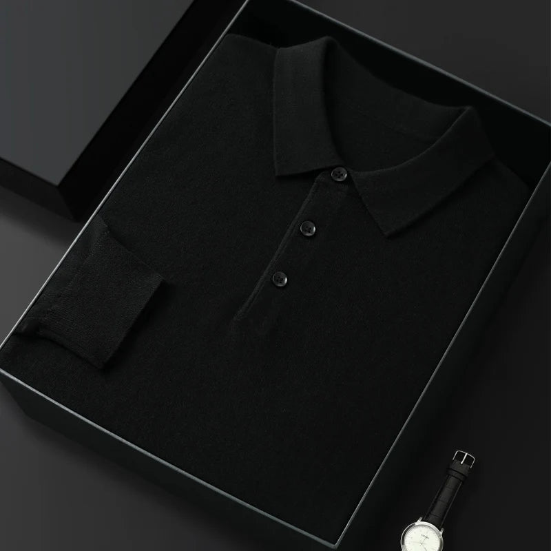 Cashmere sweater men's polo neck worsted wool long sleeve T-shirt business casual sweater pullover sweater bottoming sweater ZM-