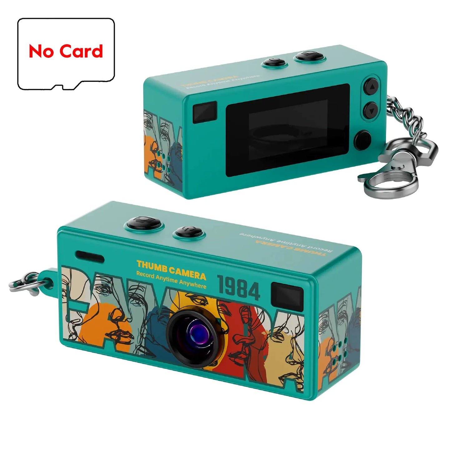 Thumb Keychain Camera 0.96 Inch Retro Mini Action Cameras 1080P Mini Camcorder Audio Video Recorder Support Memory Card for VLOG
