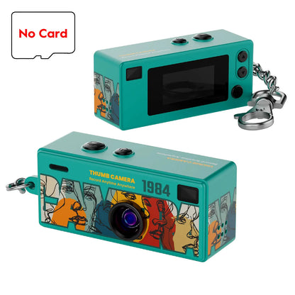 Thumb Keychain Camera 0.96 Inch Retro Mini Action Cameras 1080P Mini Camcorder Audio Video Recorder Support Memory Card for VLOG