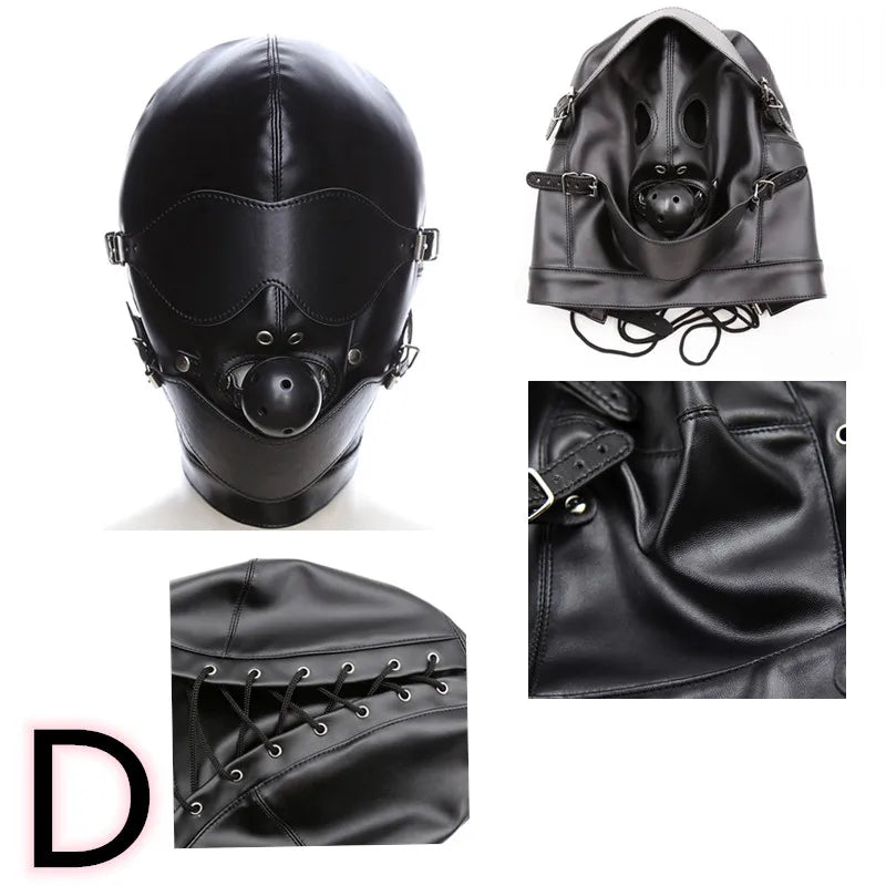Head Mask BDSM Hood Restraint Strap Erotic Sex Toys For Woman Couples Bondage Set Mouth Gag Ball Slave Adult Game Sex Products