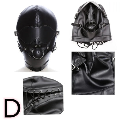 Head Mask BDSM Hood Restraint Strap Erotic Sex Toys For Woman Couples Bondage Set Mouth Gag Ball Slave Adult Game Sex Products