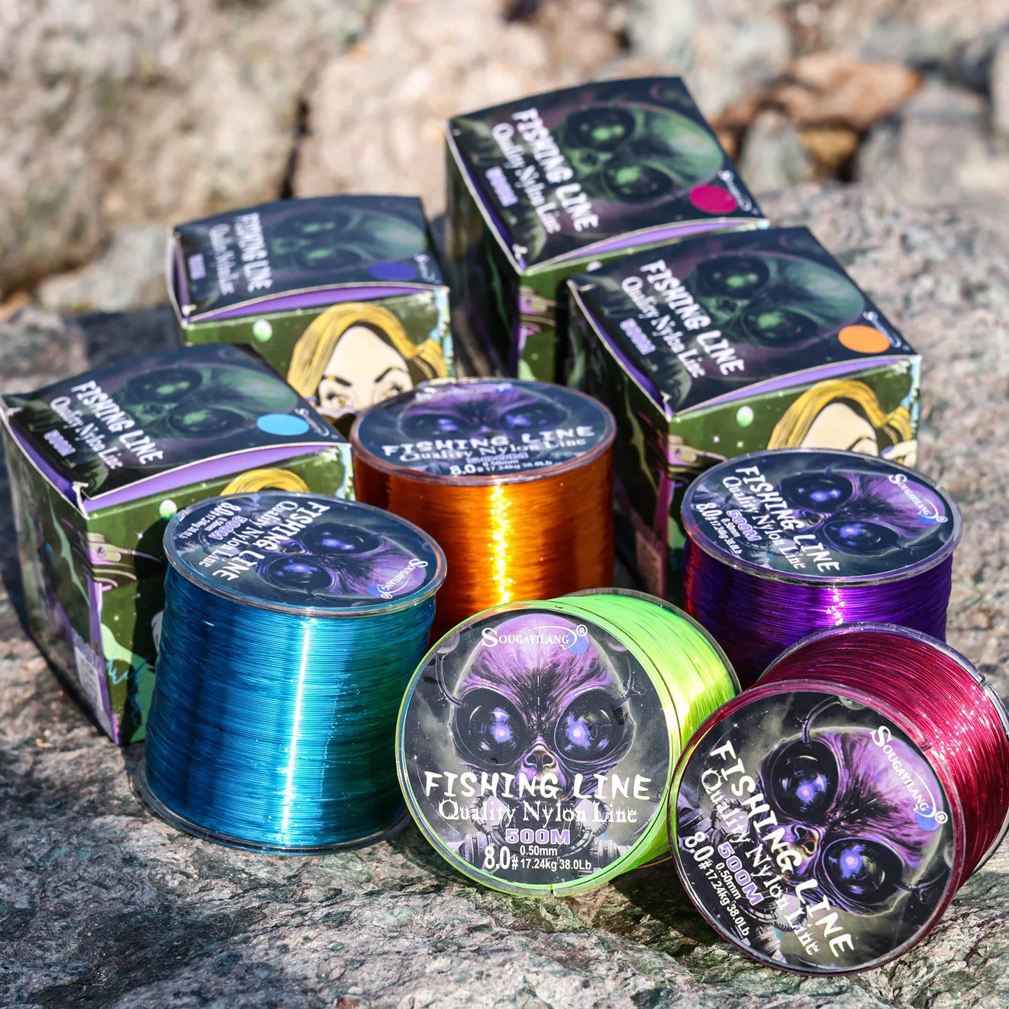 Sougayilang Nylon Fishing Line Strong Tensile and Wear-resistant Fishing Line 500m Capacity Freshwater Saltwater Fishing Line