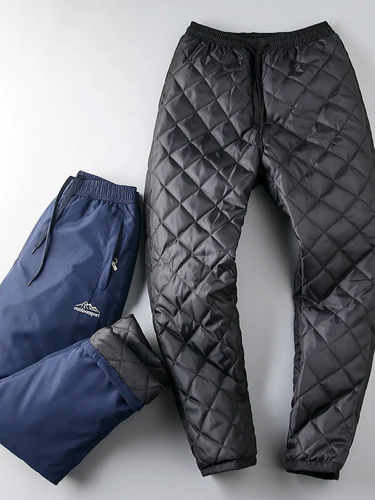 Thickened Cotton Casual Pants for Men Windproof Warm Elastic Waist Straight Leg Long Trousers Company Overstock Winter Outdoor