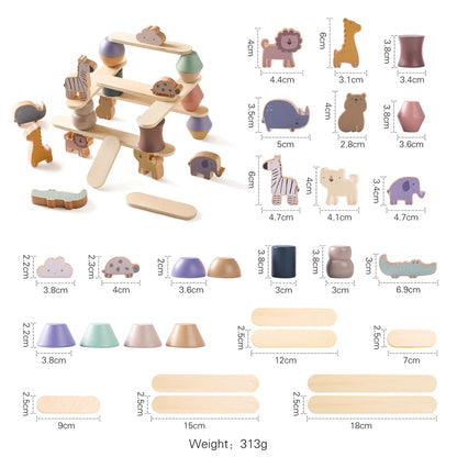 Children's Montessori Toys Wooden Building Blocks Shape Matching Toys Kids Educational Wooden Box Puzzle Toys Stacking Game