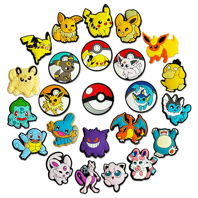 25-72Pcs Potdemiel Pokemon Series Shoe Charms For Slides Clog Sandals Shoes Decorations Accessories For Christmas Birthday Gifts