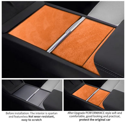 For Tesla Model 3 (2024-) Model Y(2025-) Center Console Panel Trim Sticker Anti Scratch Car Interior Accessory Made of Alcantara