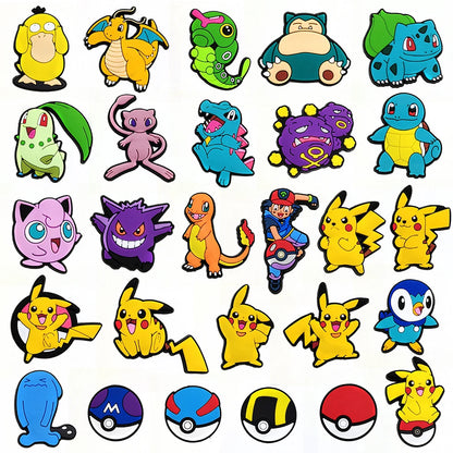 20-100Pcs Potdemiel Pokemon Shoe Charms Accessories DIY Bubble Slides Clogs Sandal Shoe Buckle Decoration For Kids X-mas Gifts