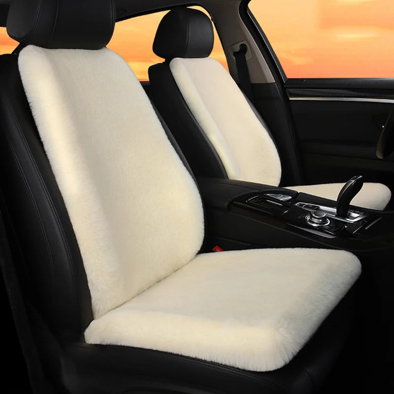 2/3/4pcs Super Soft Fluffy Rabbit Faux Fur Car Seat Cover Winter Plush Warm Thick Home Car Seat Cushion Pad Neck/Waist Pillow