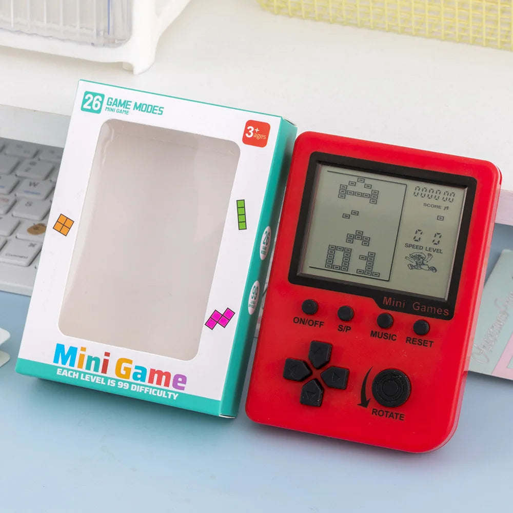 Retro Pocket Handheld Game Console Keychain Classic Tetris Electronic Game Player 26 Kinds Games Mini Kids Toy Birthday Present