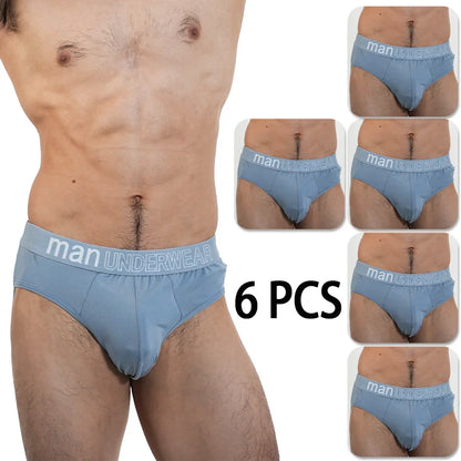 6Pcs Men‘s Large Briefs Mens Comfortable Underpants Man Sexy Gifts Underwear Breathable Triangle Panties Para Hombres 2025 New
