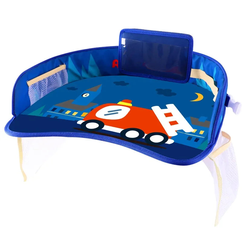 Kids Travel Tray Car Seat Activity and Play Tray Organizer for Children and Toddlers Lap Desk with Tablet Phone Holder Foldable