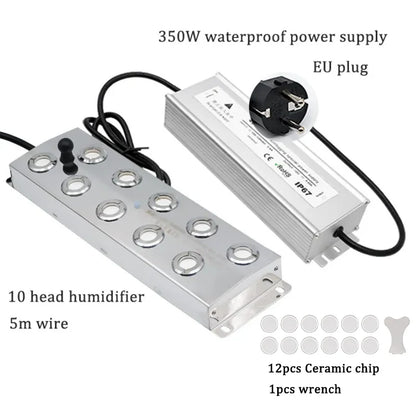 2/4/6/8/10/12 Head Ultrasonic Mist Maker Fogger Stainless Steel Air Humidier Garden/Rockery/Pool Fog Sprayer Generator 220V