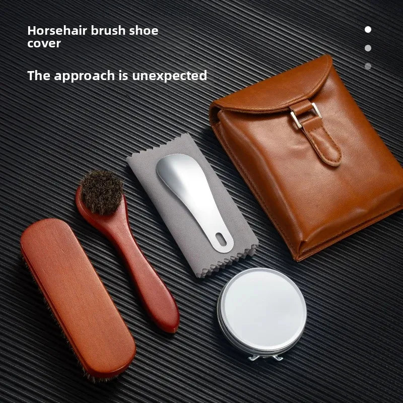 Double Horse Hair Brush Shoe Care Kit Cleaning Dust Removal Polishing Leather Shoes Cleaning Tool Set Quality Horse Hair Brushes