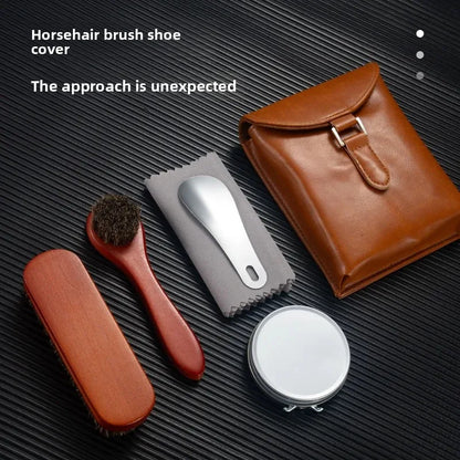 Double Horse Hair Brush Shoe Care Kit Cleaning Dust Removal Polishing Leather Shoes Cleaning Tool Set Quality Horse Hair Brushes