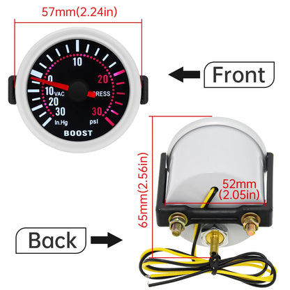 Tachometer For 12V Car 52mm Universal Smoke Len RPM Turbo Boost Gauge 2 Bar PSI Water Temp Meter Oil Pressure Gauge  Tacho