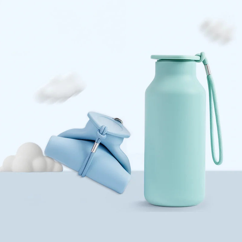 600ml Portable Telescopic Silicone Folding Water Bottle - Convenient for Travel and Camping Water Dispenser