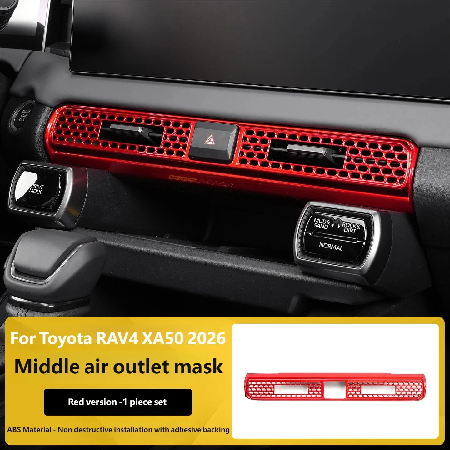 For Toyota RAV4 XA60 2026 ABS Red Gear Shift Cover Trim Central Control Strip Air Outlet Trim Interior Decoration Accessories
