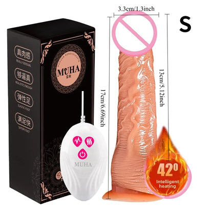 Female Realistic Dildo Vibrator Soft Silicone Heating Big Dick Vagina Anal Massager G-spot Masturbation Sex Toys For Women 18+
