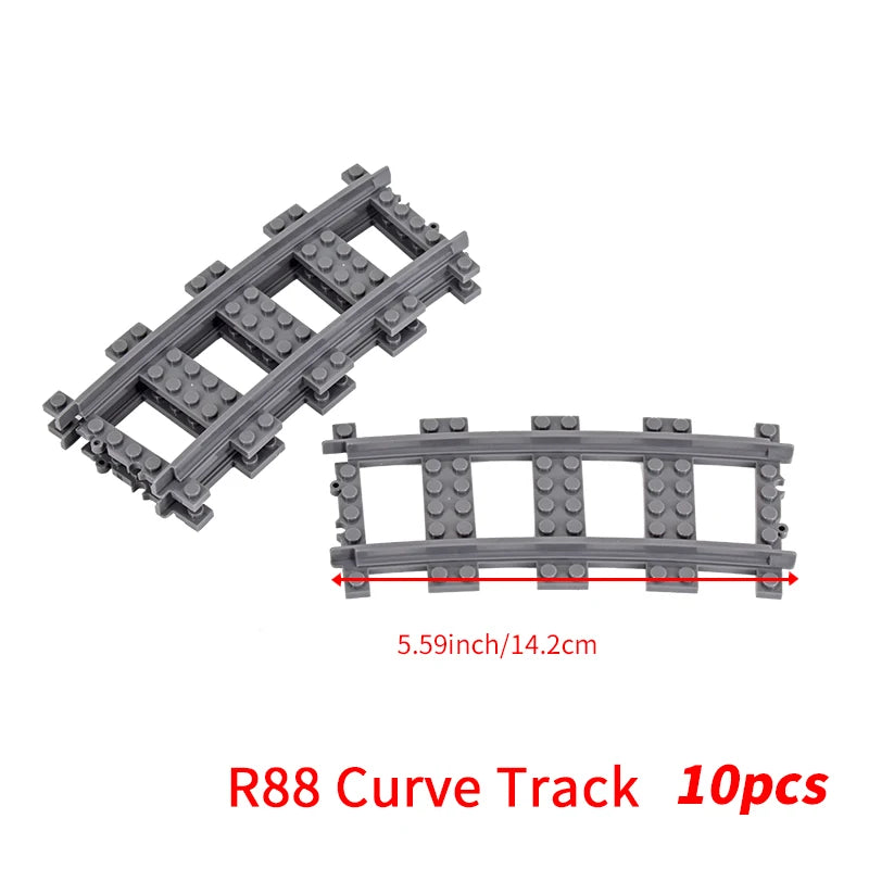 MOC City Bricks Train Flexible Construction Parts Railway Curve Track R104 Building Blocks Model Accessories Compatible 53401
