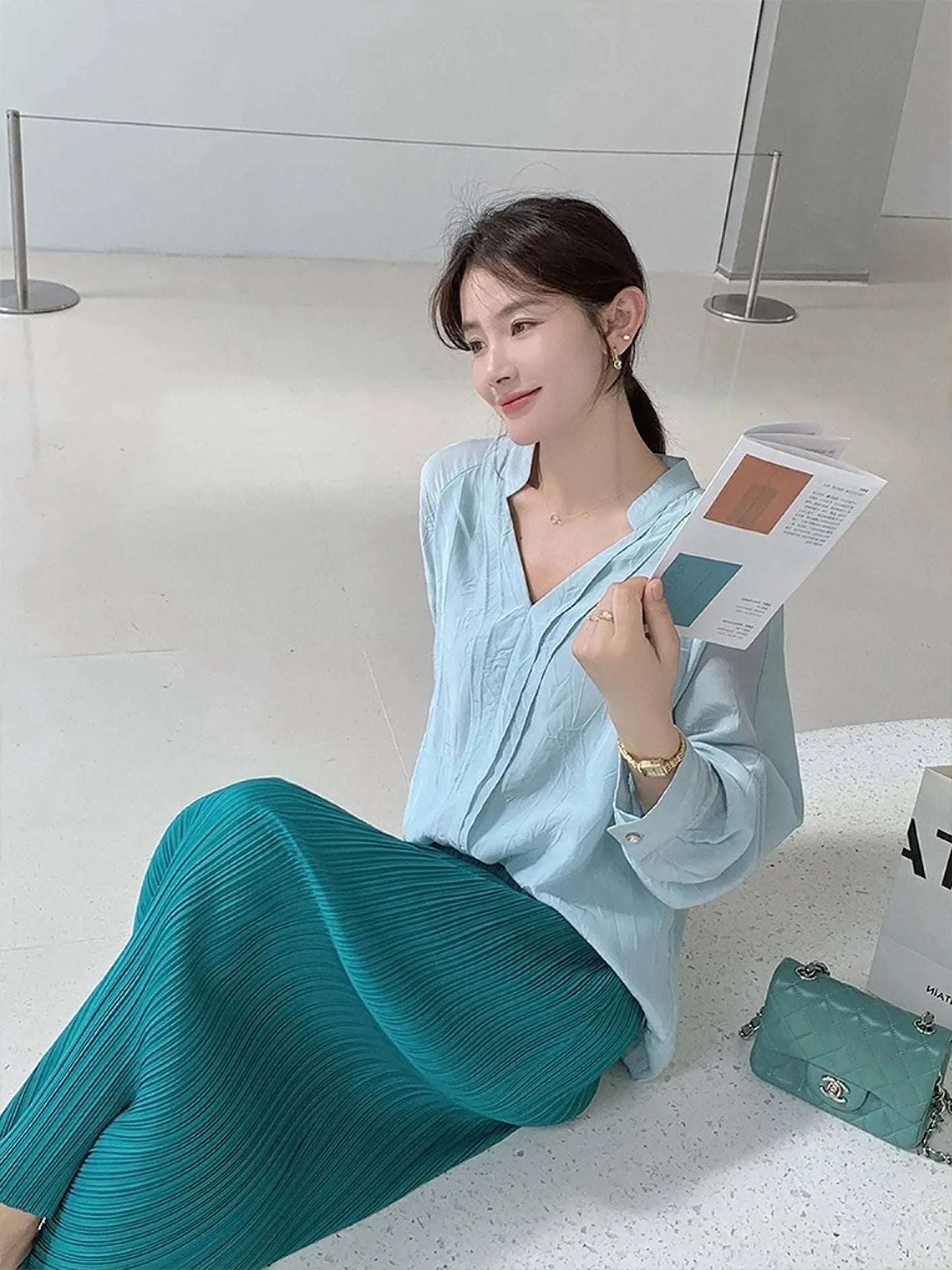 Unique Folded Design Sleeveless Top Set for Small Women Elegant Suitable Travel Wear Polyester Summer T-Shirt round Neck High...