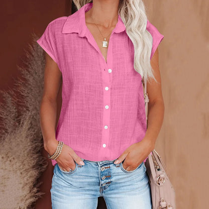Cotton Linen Shirt Ladies Tops Tee Casual Thin Loose Woman T Shirt Summer Short Sleeve Solid T-Shirts Women Clothing Blusas