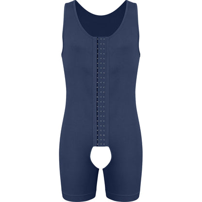 Men's Compression Shapewear  Tummy Control Full Body Shaper Slimming Bodysuit with Open Crotch for Post Surgery Recovery