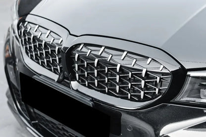 XVIP Front Bumper Kidney Grill Diamonds Style Grille For BMW 3-Series G20 G21 2019-2022 318i 320i 320d 330i 340i 340d M Sport